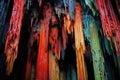 vibrant stalactite formations in a dark cave