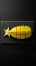 Vibrant Star Fruit Slices Plated On Black Slate Board Royalty Free Stock Photo