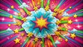 Vibrant starburst explosion with dynamic rays and clouds. Generative AI