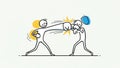 Stickman Punch and Defense: Concept of Conflict and Protection Royalty Free Stock Photo