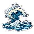 Ocean wave sticker with white background for surfing and beach designs Sticker Design Generative AI Royalty Free Stock Photo