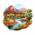 Vibrant Sticker Of Sedona River: Fantasy Landscapes, Wildlife Portraits, And More