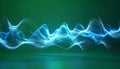 Abstract Blue Digital Energy Wave on Green Background Royalty Free Stock Photo