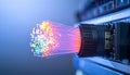 Luminous Fiber Optic Network Connection (1 Royalty Free Stock Photo