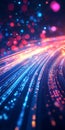 Vibrant Streaming Data Lines in Radiant Background with Bokeh Effect and Colorful Light Spots Royalty Free Stock Photo