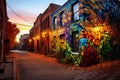 Vibrant Street Art on Dilapidated Urban Wall in Bustling Cityscape