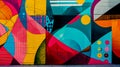 Vibrant street art mural with bold colors and intricate details, adding urban flair