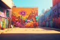 Vibrant street art portraying Arabic language