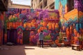 Vibrant street art portraying Arabic language