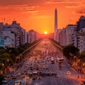 Vibrant Street Scene with Obelisco Monument and Free Activities in Buenos Aires Royalty Free Stock Photo