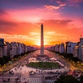 Vibrant Street Scene with Obelisco Monument and Free Activities in Buenos Aires Royalty Free Stock Photo