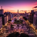 Vibrant Street Scene with Obelisco Monument and Free Activities in Buenos Aires Royalty Free Stock Photo