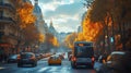 A vibrant street view in Paris during the evening rush hour, Generative ai. Royalty Free Stock Photo