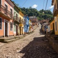 Vibrant streets of Santa Felicidad, Brazil with colorful houses and hills Royalty Free Stock Photo