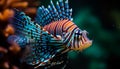 Vibrant striped lionfish swimming in beautiful underwater coral reef generated by AI Royalty Free Stock Photo