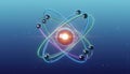 A vibrant stylized atom with glowing orbits represents scientific exploration and the conceptual visualization of fundamental Royalty Free Stock Photo