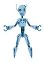 A Vibrant and Stylized Blue Robot Character Featuring Distinct Angular Features and Design