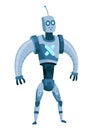 A Vibrant and Stylized Blue Robot Character Featuring Distinct Angular Features and Design