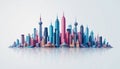 Vibrant Stylized City Skyline with Reflection Royalty Free Stock Photo