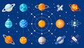 A vibrant, stylized illustration depicts a solar system with div Royalty Free Stock Photo
