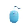 Stylish Blue Computer Mouse with Cord, 3D Rendering Royalty Free Stock Photo
