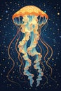 Luminous Jellyfish Underwater, Mesmerizing Ocean Life Royalty Free Stock Photo