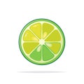 Vibrant stylized lime slice illustration with a clean graphic look on white Royalty Free Stock Photo