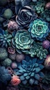 Vibrant Succulent Arrangement in Ultraviolet Style AI Generated