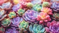 Vibrant succulent plants close up texture, top view macro photography for background Royalty Free Stock Photo