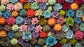 Vibrant succulent plants macro texture, top view for captivating and unique background