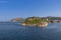 A vibrant summer view from the Bodo to Lofoten Islands ferry in Norway showcases Bodo\'s bustling commercial and tourist port Royalty Free Stock Photo