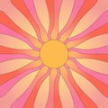 A vibrant sun with wavy rays in shades of pink orange and yellow on a light background Royalty Free Stock Photo