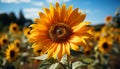 Vibrant sunflower in meadow, nature beauty under summer sun generated by AI Royalty Free Stock Photo