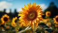 Vibrant sunflower in meadow, nature beauty under summer sun generated by AI Royalty Free Stock Photo