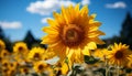 Vibrant sunflower in meadow, nature beauty under summer sunlight generated by AI Royalty Free Stock Photo