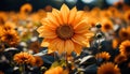 Vibrant sunflower, yellow petals, nature beauty in a meadow generated by AI Royalty Free Stock Photo