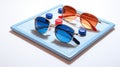 Vibrant Sunglasses Art: Colorful Tabletop Scene With Realistic Board Game