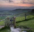 Vibrant sunrise over countryside landscape