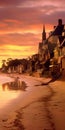 Vibrant Sunset Beach Photo Of Coastal Village