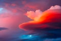 Vibrant Sunset Cloudscape with Fiery Orange and Purple Hues, dramatic sky concept Royalty Free Stock Photo