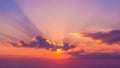 A vibrant sunset featuring a sky filled with a gradient of pu Royalty Free Stock Photo
