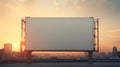 Vibrant sunset forming a fiery backdrop for a blank billboard frame, perfect for bold advertising