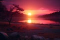 Vibrant sunset hues blending into twilight landsca Royalty Free Stock Photo