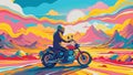 Vibrant Sunset Motorcycle Ride Through Scenic Landscape