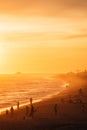 Vibrant sunset over the beach from the Balboa Pier, in Newport Beach, Orange County, California