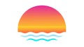 Vibrant Sunset Over Ocean Waves, vector design Generative AI Royalty Free Stock Photo