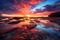 vibrant sunset over a pristine, deserted beach Royalty Free Stock Photo