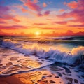 Vibrant sunset over a serene beach