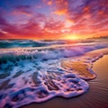 Vibrant sunset over a serene beach