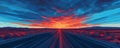 Vibrant sunset over a speeding highway Royalty Free Stock Photo
